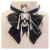 Gothic Dark Skull Collar Bow Tie Punk Halloween Carnival Costume Accessories Props